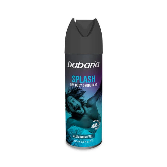 Babaria Splash Dry Body Deodorant – 200 ml Desodorante corporal en spray para frescura, protección y sensación seca