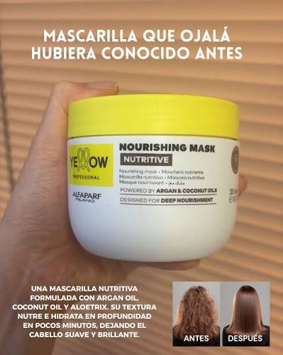 Yellow Professional Nutritive Nourishing Mask Mascarilla nutritiva para cabello seco y muy seco - Imagen 3