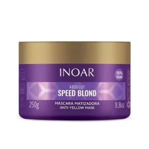 Inoar Absolut Speed Blond Máscara Matizadora – 250 g Mascarilla matizadora para cabellos rubios, decolorados, grises y con mechas
