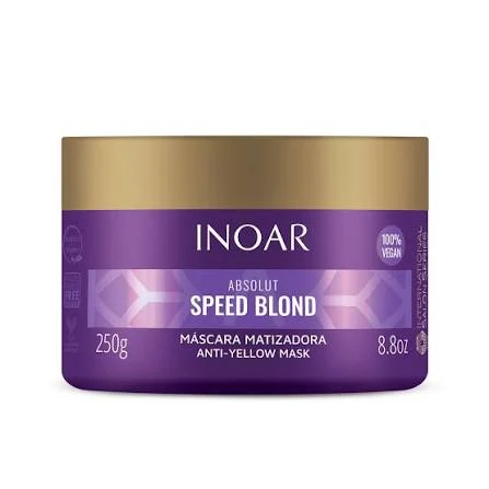 Inoar Absolut Speed Blond Máscara Matizadora – 250 g Mascarilla matizadora para cabellos rubios, decolorados, grises y con mechas