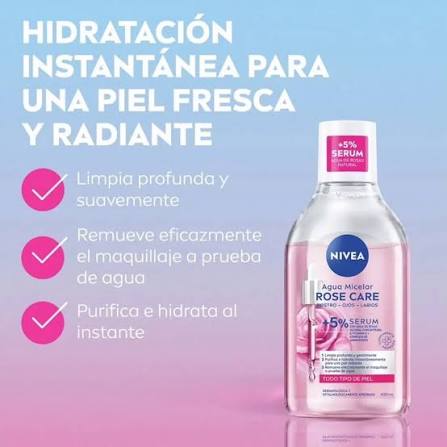 NIVEA Agua Micelar Agua de Rosas – 100 ml / 400 ml - Imagen 4