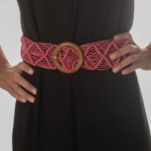 Cinturón rafia rosa