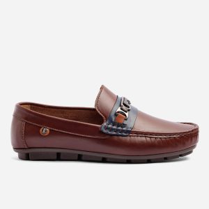 Mocasines Cuero Coñac y Azul Herraje 20