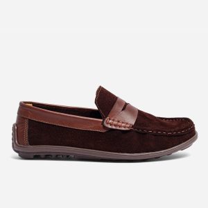 Mocasines Cuero Carnaza Café Clásico