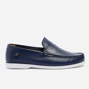 Mocasines Casuales Cuero Azul Clásicos