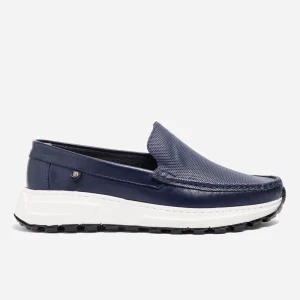 Mocasines Deportivos Cuero Azul Textura