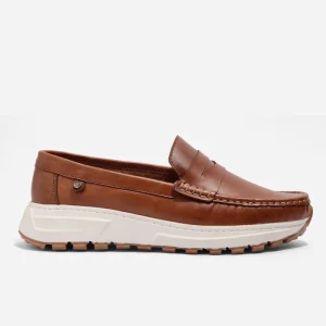 Mocasines Deportivos Cuero Miel Envejecido