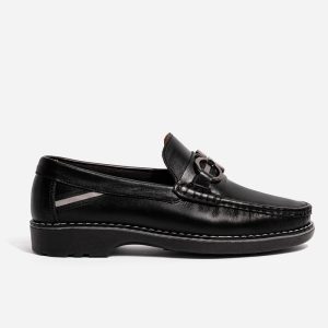Mocasines Negros Cuero Elegantes Cinta