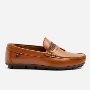 Mocasines Miel Cuero Textura Italiana Antifaz