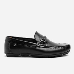 Mocasines Cuero Negro Herraje 09