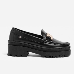 Mocasines Mujer Cuero Negro