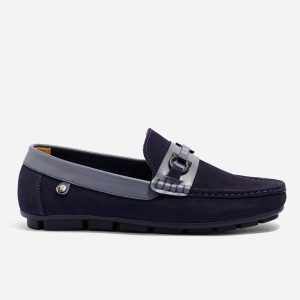 Mocasines en Cuero Nobuck Azul Beluar