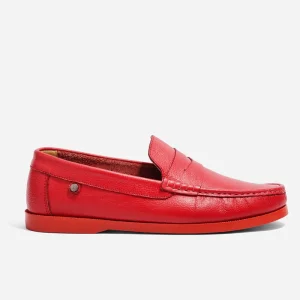 Mocasines Clásicos en Cuero Rojo