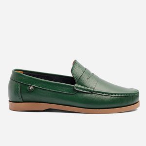 Mocasines Playeros Casuales en Cuero Verde
