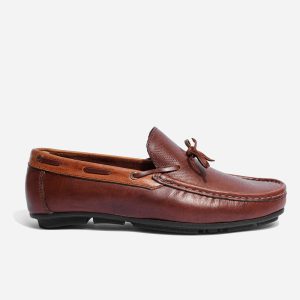 Mocasines Cuero Café Cordón