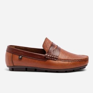 Mocasines Clásicos Miel Cuero Textura