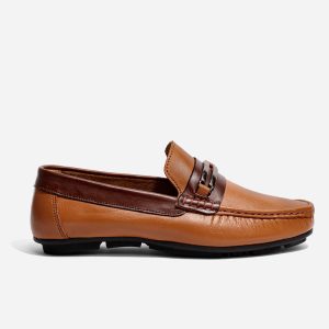 Mocasines Miel Café en Cuero Herraje