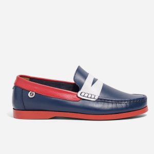 Mocasines Clásicos Azul Rojo y Blanco