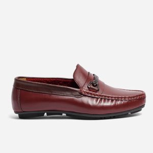 Mocasines Cuero Vinotinto Herraje