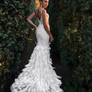 Vestido Sirena Novia Plumas
