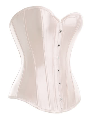 Donnah White – Corset blanco de satén muy sencillo - Imagen 2
