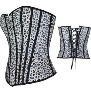 White Leopard – Corset de vinilo con estampado de leopardo