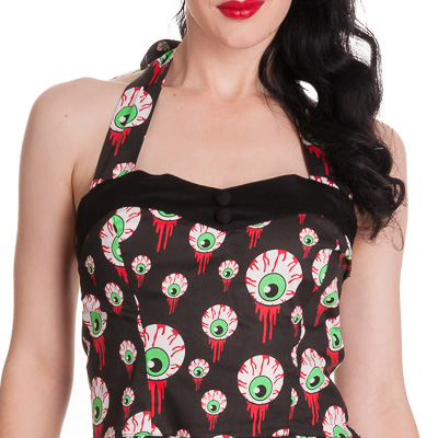 Eyeball Perry – Vestido heavy negro con ojos estampados - Imagen 4