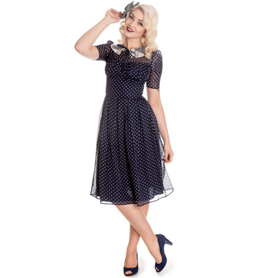 Cynthia – Vestido de gasa azul estilo años 40 - Imagen 9
