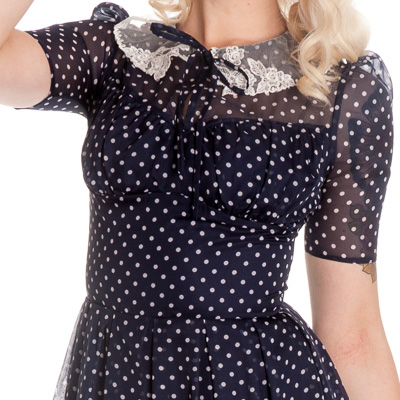Cynthia – Vestido de gasa azul estilo años 40 - Imagen 4