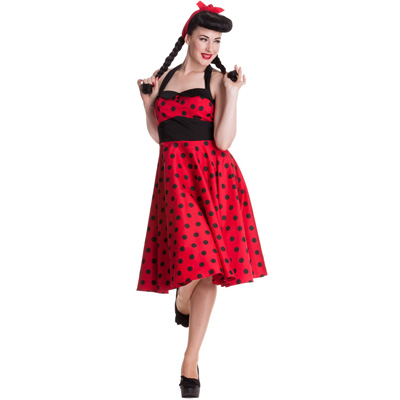 Adelaide – Vestido pin up rojo a lunares - Imagen 2