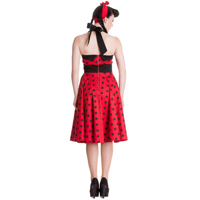 Adelaide – Vestido pin up rojo a lunares - Imagen 3