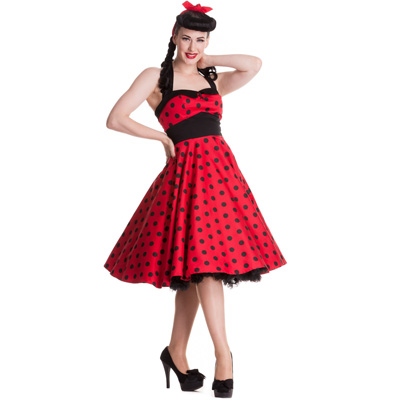 Adelaide – Vestido pin up rojo a lunares - Imagen 6