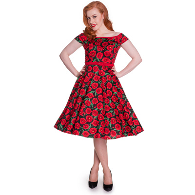 Cordelia – Vestido de fiesta estilo lady rojo ideal para fiestas y bodas pin up - Imagen 5