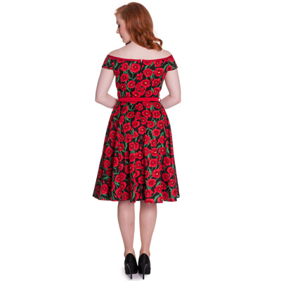 Cordelia – Vestido de fiesta estilo lady rojo ideal para fiestas y bodas pin up - Imagen 3