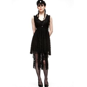Serpentine – Vestido de encaje negro estilo steampunk