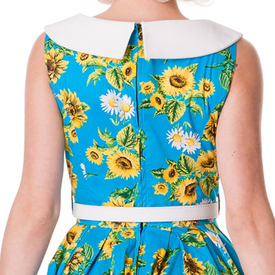 Sunrise – Vestido estilo década de los 50 azul con estampado - Imagen 5