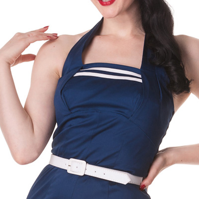 Anchored Playsuit – Mono estilo pin up en azul marino - Imagen 4