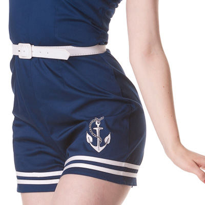 Anchored Playsuit – Mono estilo pin up en azul marino - Imagen 3