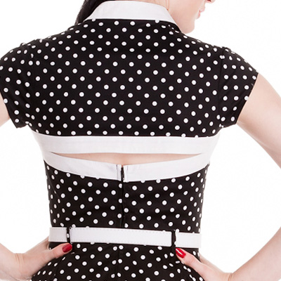 Melanie – Vestido vintage negro con lunares blancos - Imagen 4