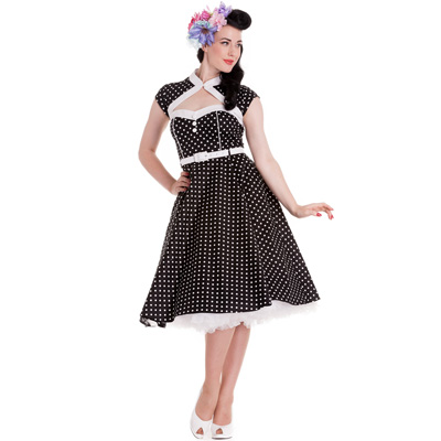 Melanie – Vestido vintage negro con lunares blancos - Imagen 6