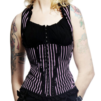 Cindy – Corset con raya diplomática rosa - Imagen 2
