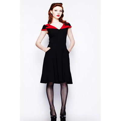 Evie – Vestido de noche negro con adornos en rojo - Imagen 4