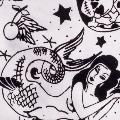 Tattoo Flock – Vestido rockabilly blanco con adornos negros - Imagen 7