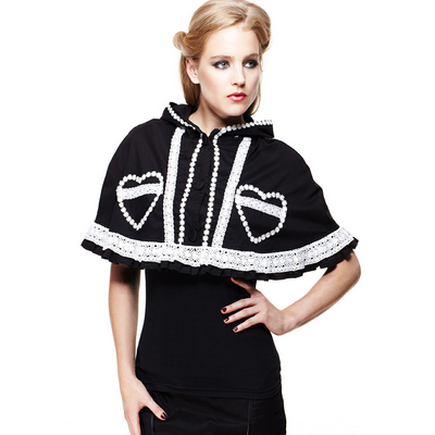 Hana – Capa negra con adornos blancos - Imagen 4