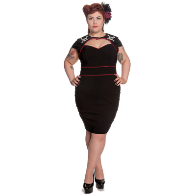 Sugar Skull PLUS – Vestido gótico ajustado en tallas grandes