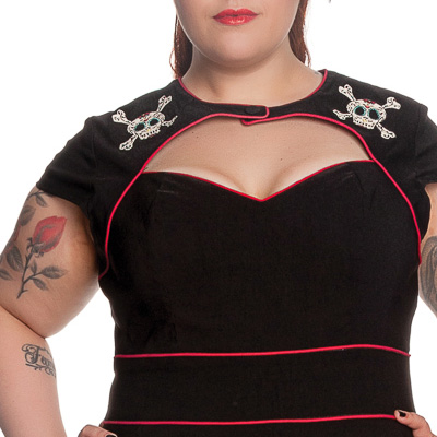 Sugar Skull PLUS – Vestido gótico ajustado en tallas grandes - Imagen 4