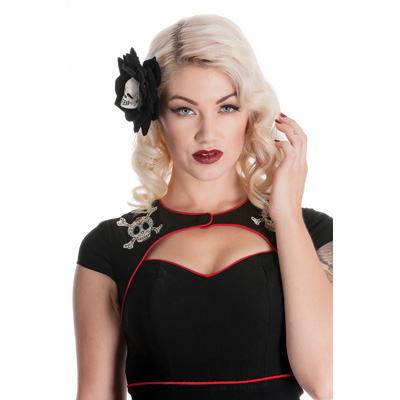Sugar Skull – Vestido negro ajustado con calaveras bordadas - Imagen 3