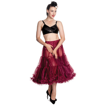 Pin up pettitcoat – Cancan rockabilly en color burdeos - Imagen 5