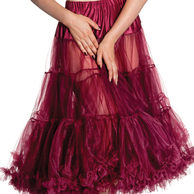 Pin up pettitcoat – Cancan rockabilly en color burdeos - Imagen 3