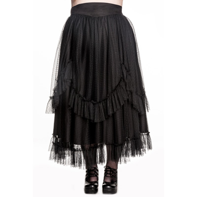 Eleanor – Falda gótica en talla grandes negra de tul moteado